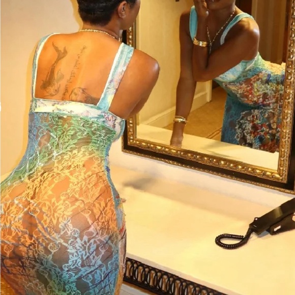 Multicolored laced dress size large - Picture 3 of 6